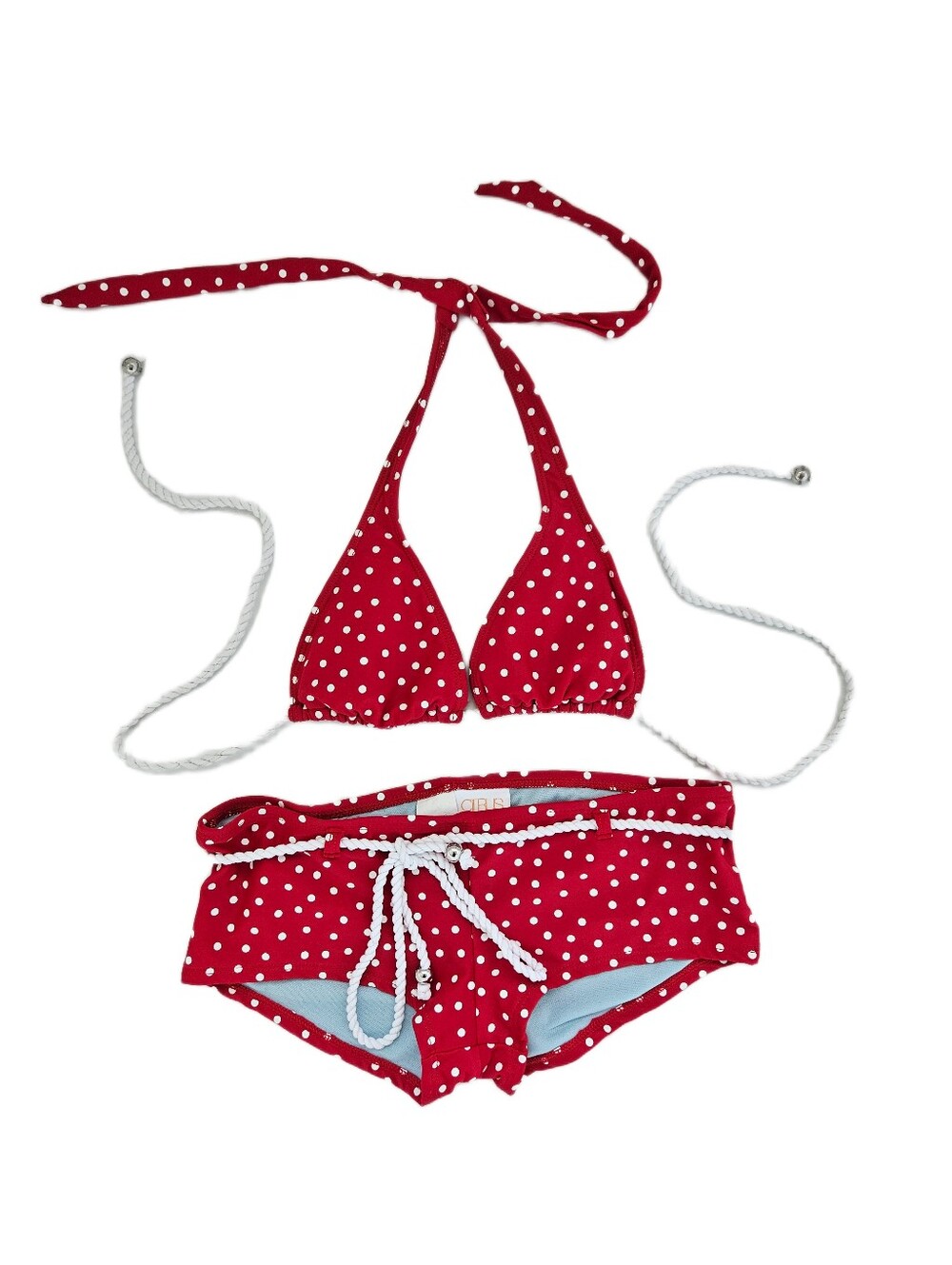 Citrus Red Polka Dot Triangle Bikini Top XS